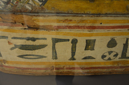 Exhibition of mummies, artifacts and Egyptian finds at the Egyptian Museum of Turinのeditorial素材