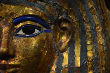 Exhibition of mummies, artifacts and Egyptian finds at the Egyptian Museum of Turinのeditorial素材
