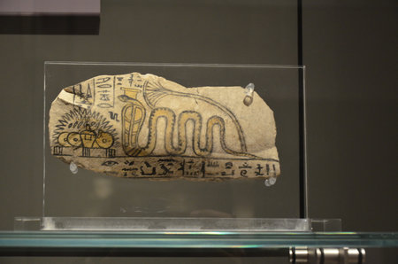 Exhibition of mummies, artifacts and Egyptian finds at the Egyptian Museum of Turinのeditorial素材