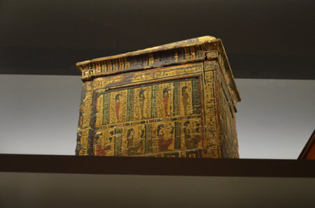 Exhibition of mummies, artifacts and Egyptian finds at the Egyptian Museum of Turinのeditorial素材