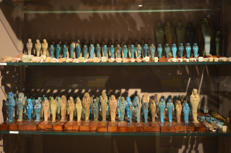 Exhibition of mummies, artifacts and Egyptian finds at the Egyptian Museum of Turinのeditorial素材