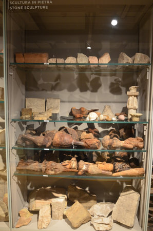 Exhibition of mummies, artifacts and Egyptian finds at the Egyptian Museum of Turinのeditorial素材
