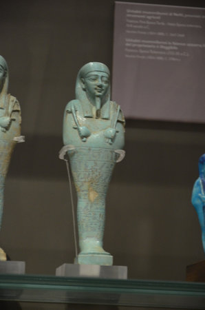 Exhibition of mummies, artifacts and Egyptian finds at the Egyptian Museum of Turinのeditorial素材