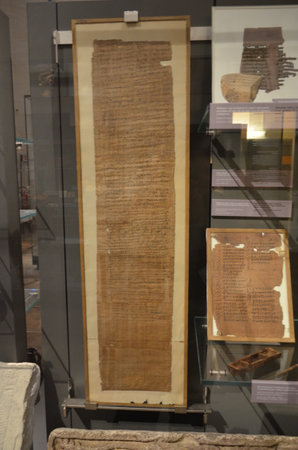 Exhibition of mummies, artifacts and Egyptian finds at the Egyptian Museum of Turin