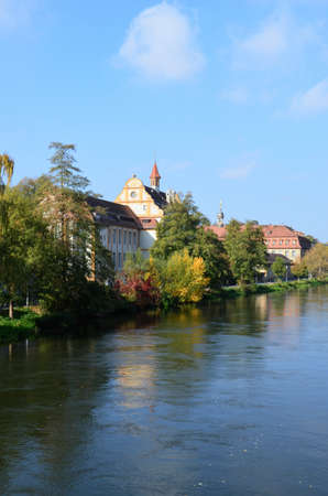 The historic quarter on the shore of Regnitz river at Bamberg, Germanyのeditorial素材
