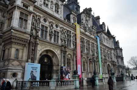 the facade of the city hall of Parisのeditorial素材