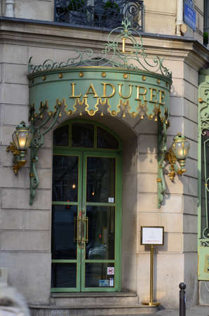 Laduree store on the Champs-Elysees Avenue, Parisのeditorial素材