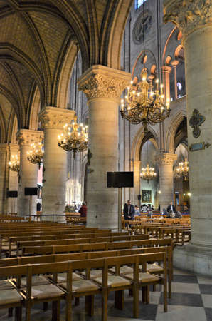 interior of Notre Dame cathedral, Paris (France)のeditorial素材