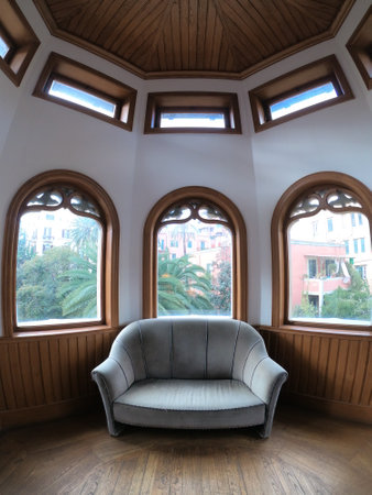 Palermo, Sicily 12.26.2018: the main entrance and staircase of the Villino Florio, a private residence designed in an eclectic art noveau (Liberty) style by Ernesto Basileのeditorial素材