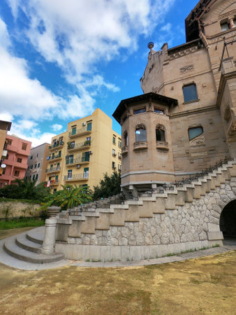 Palermo, Sicily 12.26.2018: the main entrance and staircase of the Villino Florio, a private residence designed in an eclectic art noveau (Liberty) style by Ernesto Basileのeditorial素材