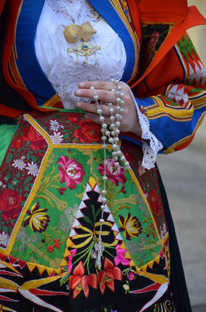 Villacidro, Sardinia 02.06.2019: Cherry's festival with traditional costumes of Sardiniaの写真素材