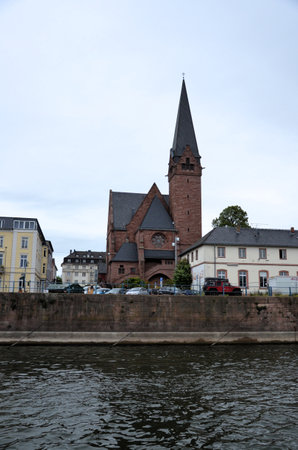 Protestant church called 'Oranier Gedächtniskirche' in Bierbrich district of Wiesbadenの写真素材