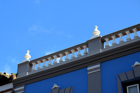 Old ancient balcony in La Laguna, Tenerifeの写真素材