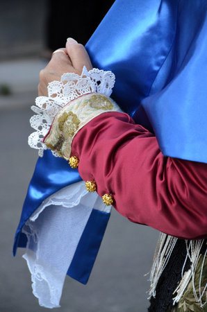 Villacidro, Sardinia 02.06.2019: Cherry's festival with traditional costumes of Sardiniaの写真素材