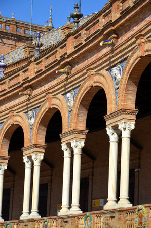 Famous Plaza de Espana (was the venue for the Latin American Exhibition of 1929) - Spanish Square in Seville, Andalusia, Spainの写真素材