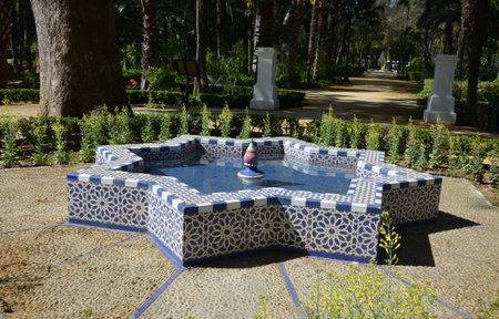 The Park Parque de Maria Luisa near the Plaza of Spain in Sevilleの写真素材