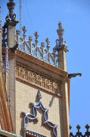Details of the facade of the Royal Pavilion of Sevilleの写真素材