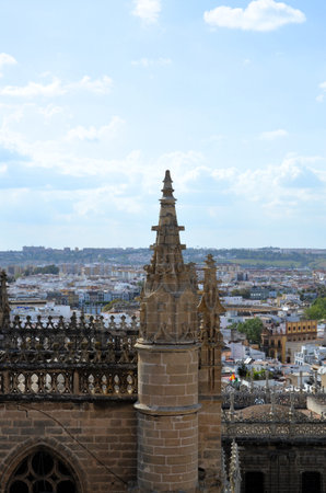 Gothic architectural detail of the Seville Cathedralの写真素材