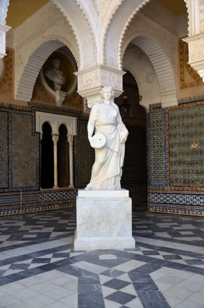 Seville, Spain 03.25.2019: statues in casa de pilatosの写真素材