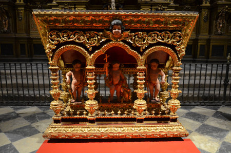 Seville, Spain 03.24.2019: Carved angels, Santa Maria de la Sede Cathedralの写真素材