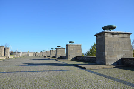 Buchenwald, Germany 10.12.2019: The avenue of the Nations at the GDR memorial of Buchenwald concentration campl near Weimarのeditorial素材