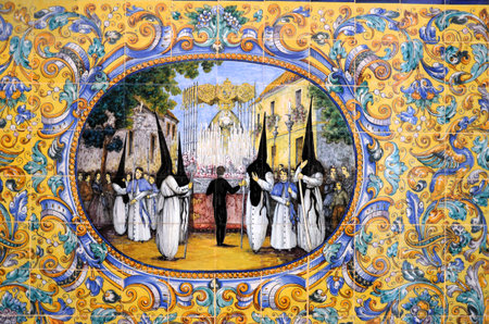 Seville, Spain 03.28.2019: Triana, Semana Santa, ceramic tile image