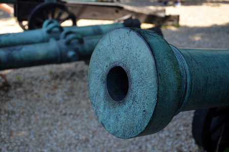 Braunfels, Germany 08.08.2020: Braunfels - Castle courtyard with cannons