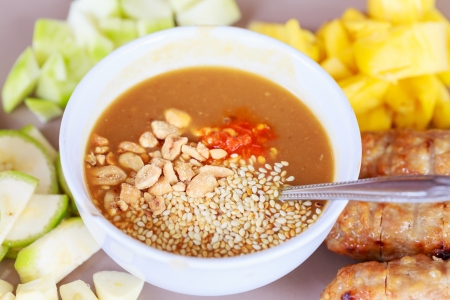 vietnamese cuisine , roasted pork served with spicy (Nam Neung) の写真素材