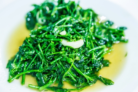 stir fried sayate wish salted soya bean with thialand local foodの写真素材