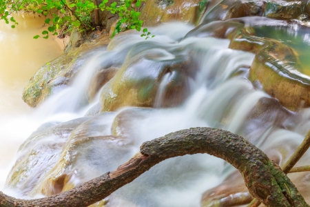 hot waterfall  at province south krabi thailandの写真素材