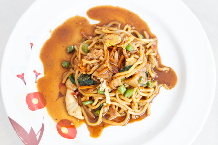 Spaghetti on dishの写真素材