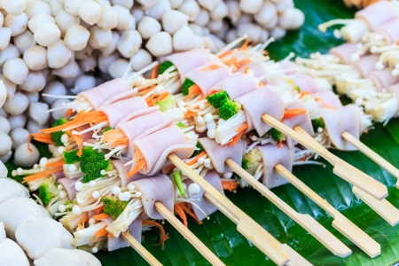 becon and mushrooms grill is popular local foodの写真素材