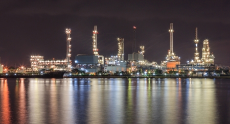 cargo boat with pipeline factory industrialの写真素材