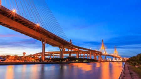 twilight bridge bangkokの写真素材