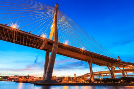 twilight bridge concrete at bangkok thailandの写真素材