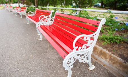 red chairs steel の写真素材