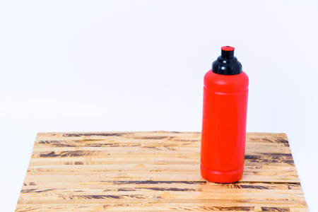 Plastic water bottles for exercise on white backgroudの写真素材