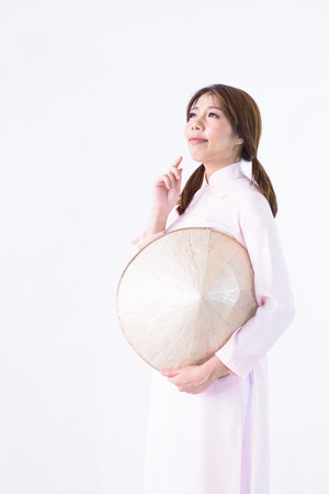 Beautiful woman vietnam culture traditional dress,traditional costumeの写真素材