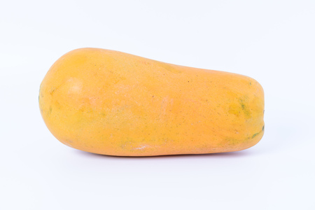 ripe papaya on white backgroundの写真素材