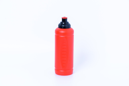 Plastic water bottles for exercise on white backgroudの写真素材