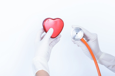 checkup stethoscope of Medical doctor wiht rad heartの写真素材