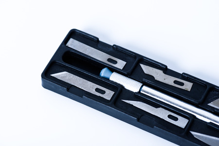 skalpell messer precision knife on white backgroundの写真素材
