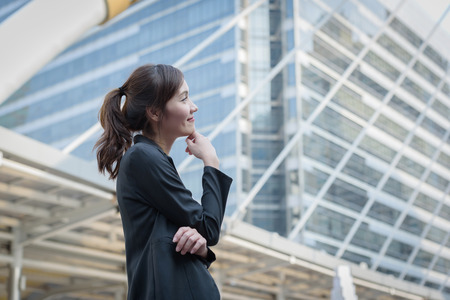 business woman think about job todayの写真素材