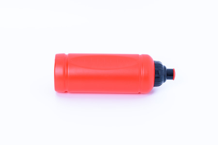 Plastic water bottles for exercise on white backgroudの写真素材