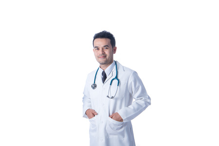 Medical doctor man standing on white backgroundの写真素材