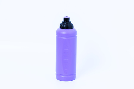 Plastic water bottles for exercise on white backgroudの写真素材