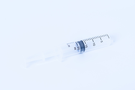 syringe on white background is Medicine plastic vaccination equipment with needle for Nurse and doctorの写真素材