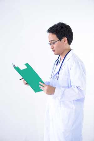 Medical doctor man standing on white backgroundの写真素材