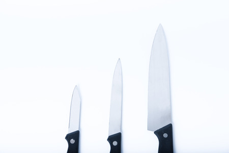 Cooking knives black handle on white backgroundの写真素材