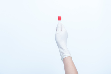 hand holding tubes of blood  for Health care in hospital